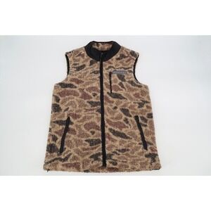 Burlebo Vest Mens Small Camo Performance Sherpa Fleece Lined Full Zip Pockets